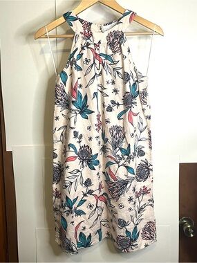 Rachel Ashwell Women’s XS Floral Print Linen Halter Mini Shift Dress
